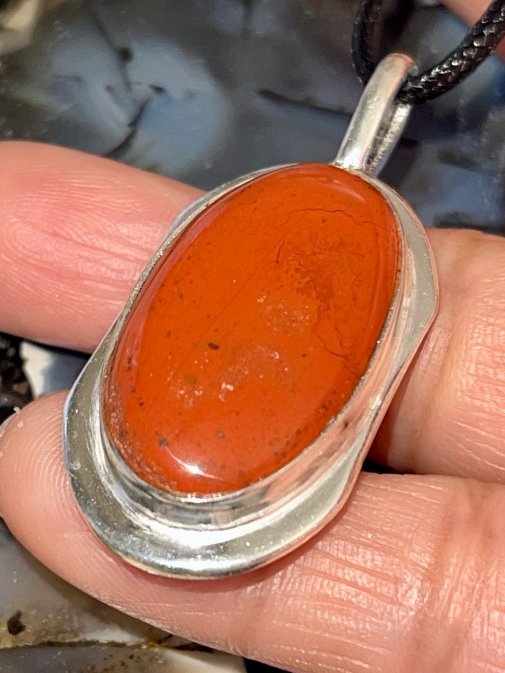 Dainty Red Red Jasper Crystal Pendant 2”
